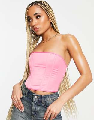 ASYOU corset satin top in pink | ASOS