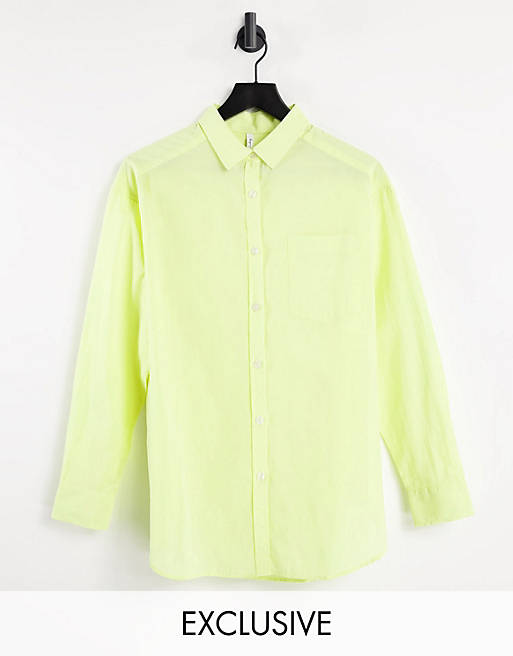 ASYOU cotton voille oversized shirt in green
