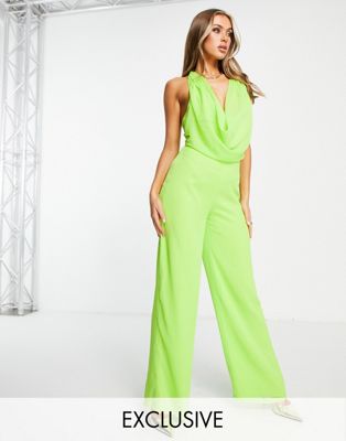 ASYOU cowl neck jumpsuit in lime - ASOS Price Checker
