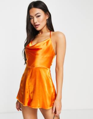 tight orange playsuit