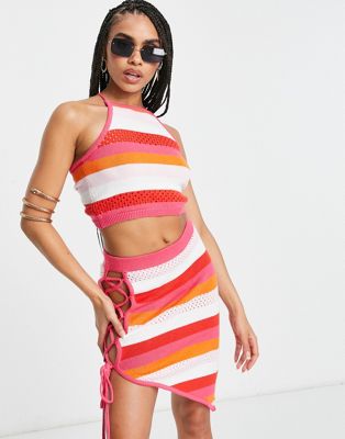 ASYOU cross back knitted crop top co-ord in stripe - ASOS Price Checker