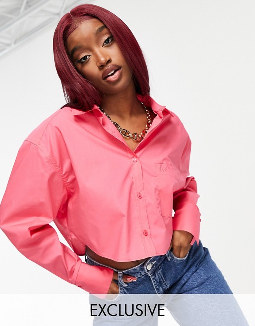 ASYOU cropped branded shirt in pink