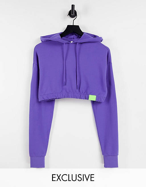  ASYOU cropped co-ord hoodie in violet 