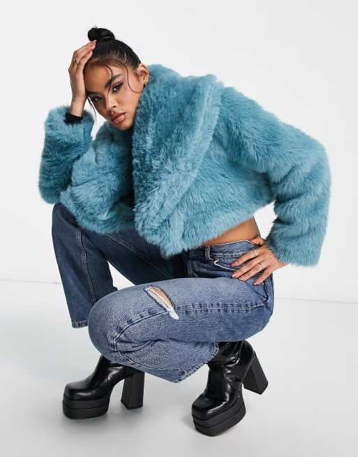 Blue fuzzy shop jacket