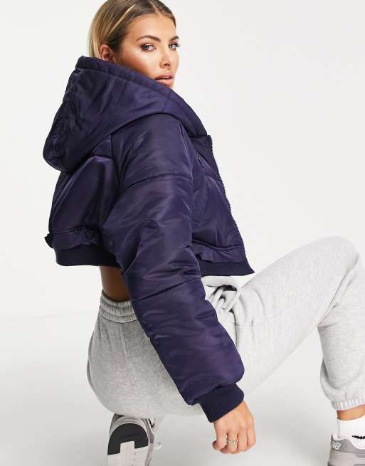 Navy cropped 2025 puffer jacket