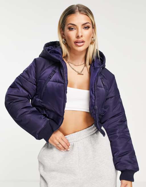 Navy cropped store puffer jacket