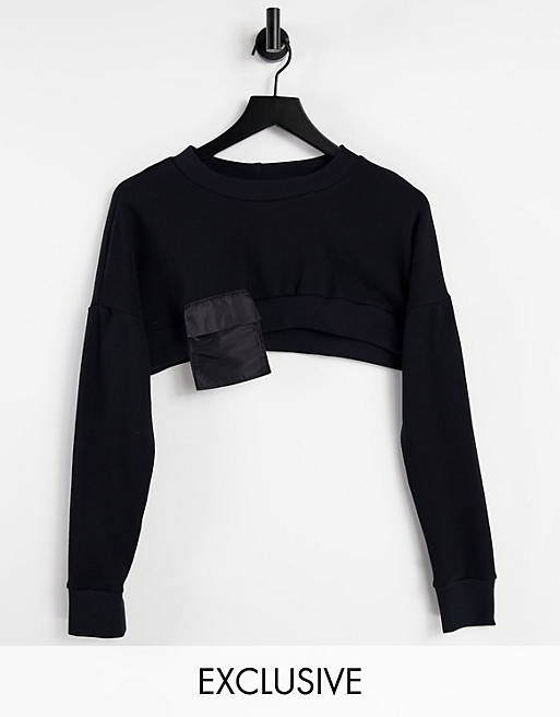 ASYOU cropped utility sweat in black