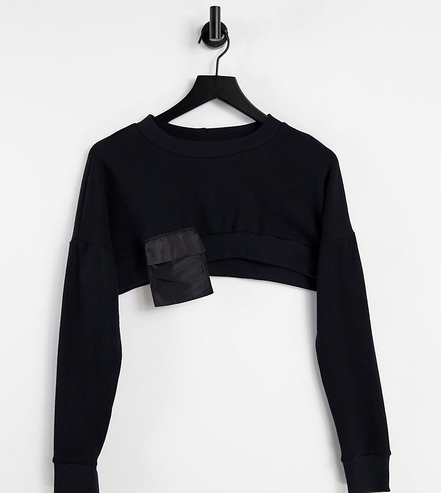 ASYOU cropped utility sweatshirt in black-Neutral