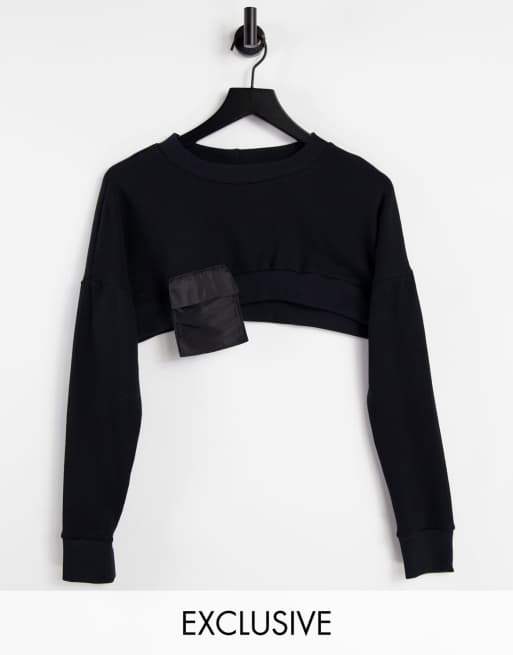 ASYOU cropped utility sweatshirt in black