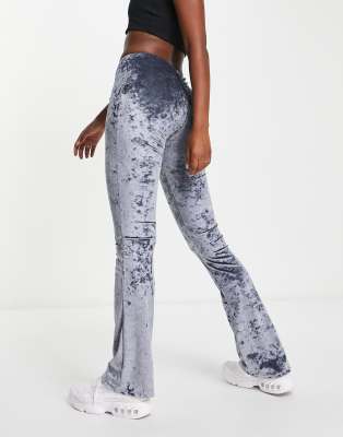 ASYOU crushed velvet flare in grey