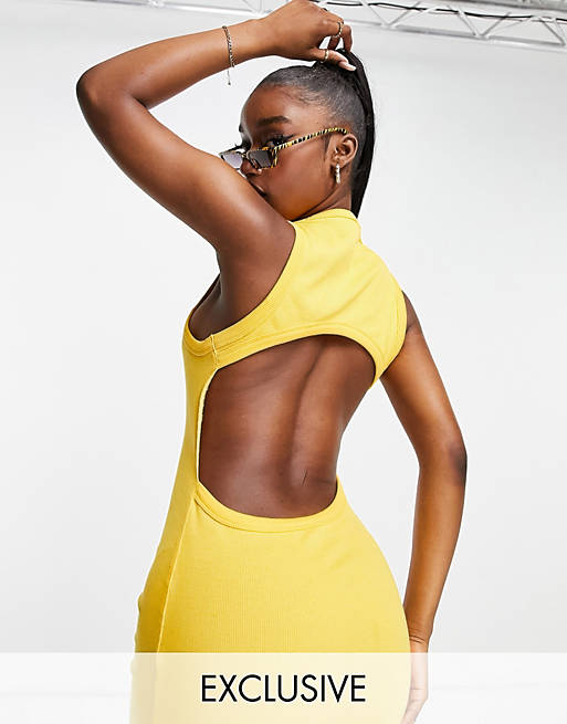  ASYOU cut out back racer maxi dress in yellow 