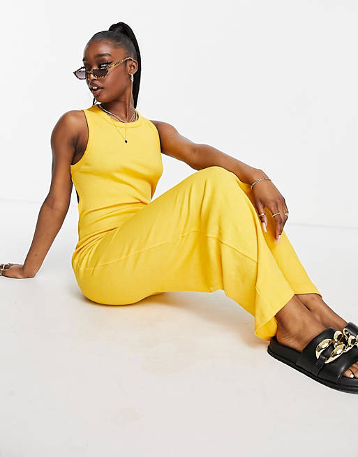  ASYOU cut out back racer maxi dress in yellow 