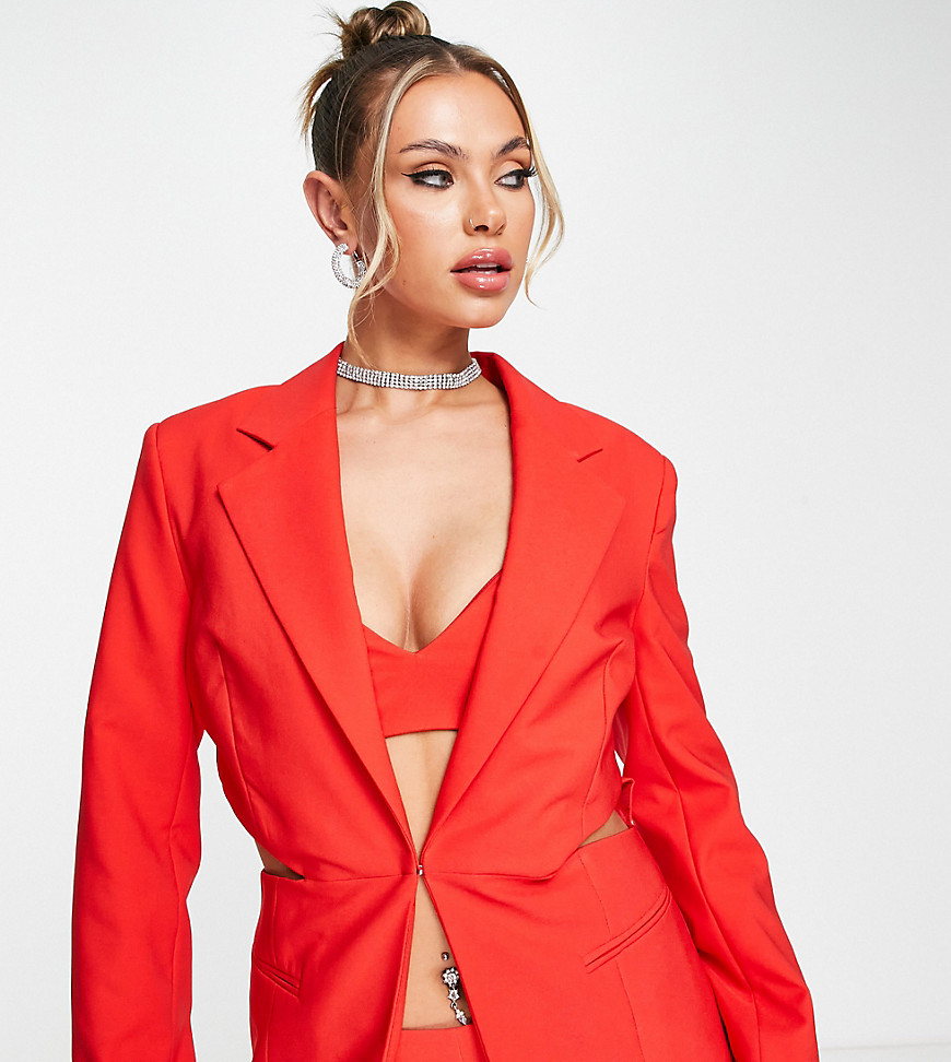 Asyou Cut-out Blazer Set In Red