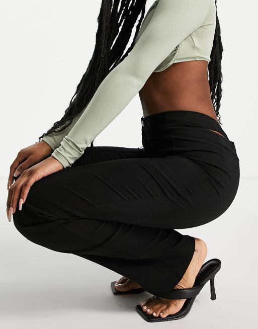 ASYOU cut out waistband detail trouser in black, 4 of 4