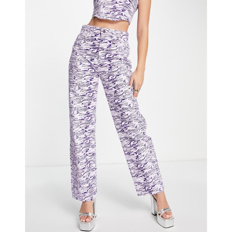 ASYOU dad jean co-ord in purple zebra print