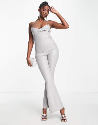 ASYOU plunge halter neck jumpsuit in white