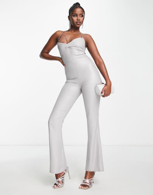 Silver cheap jumpsuit asos