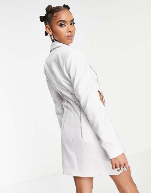 White belted 2025 blazer dress