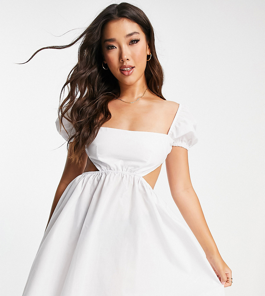 ASYOU double tie back flippy mini dress in white