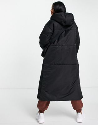 Manteaux ASYOU - Doudoune longue en satin avec sac ceinture - Noir