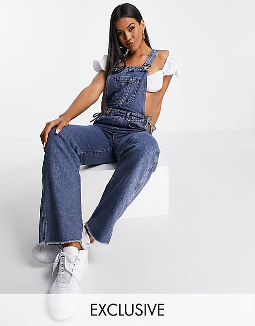 ASYOU dungaree with hip strap in mid blue