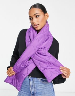 ASYOU embossed puffer scarf in purple star print
