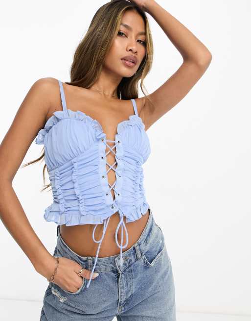 ASYOU eyelet detail cami top in powder blue