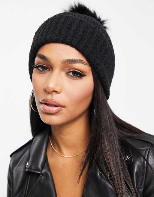 ASYOU faux fur bobble beanie in black | ASOS