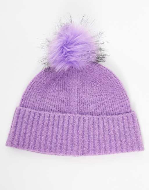 Light Purple Beanie, Purple Pom Beanie