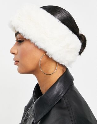 ASYOU faux fur headband in white