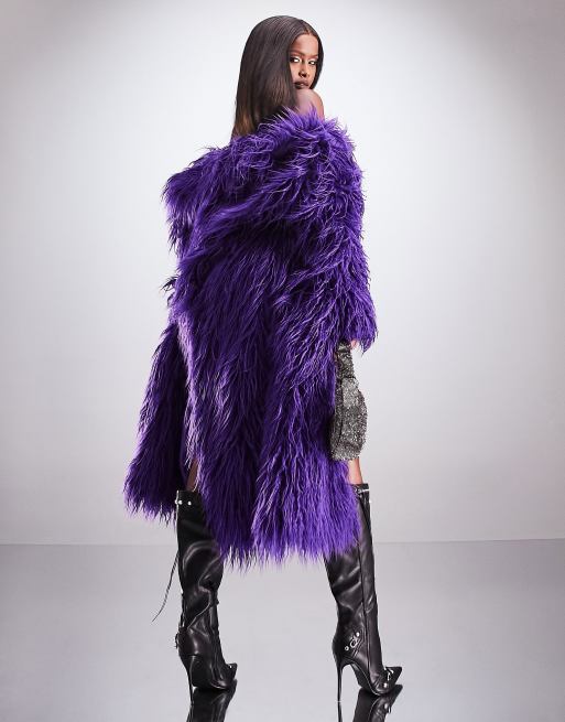 Purple faux hot sale fur shrug