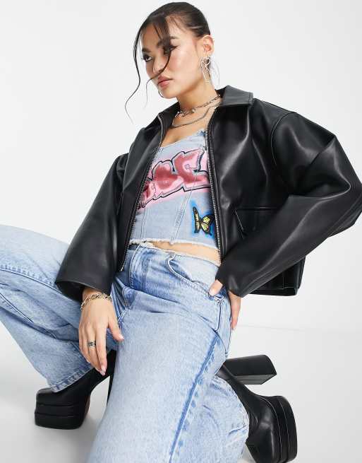 ASYOU faux leather biker jacket in black | ASOS
