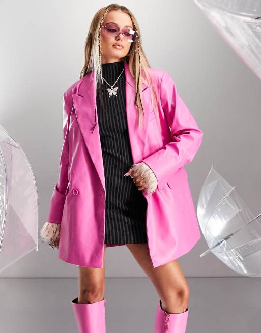ASYOU faux leather blazer in pink ASOS