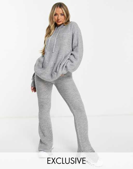 ASYOU - Felpa con cappuccio in maglia grigia in coordinato