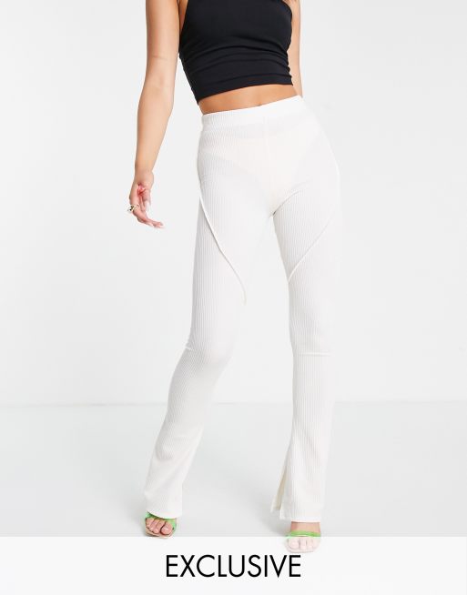 ASYOU - Flare-broek met siernaden in crème, deel van co-ord set