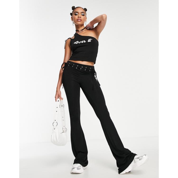 ASOS DESIGN flare trouser with cargo pocket detail in black