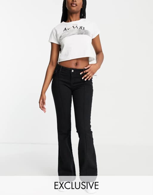 AsYou - Flared jeans in jaren 00-stijl met zakken in zwart