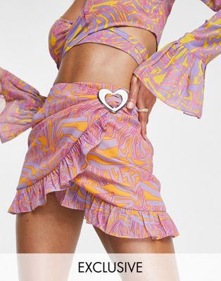 ASYOU frill edge wrap skirt in neon animal print - ASOS Price Checker