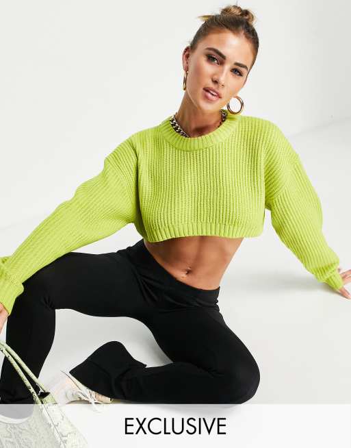 ASYOU - Gebreide cropped trui in groen
