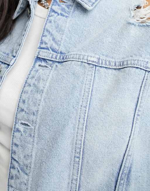AsYou – Gerippte, kurz geschnittene Jeansjacke in Blau, Kombiteil 