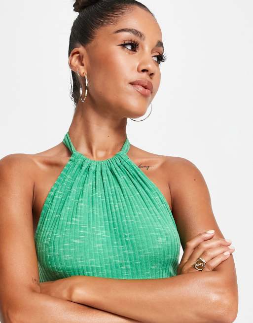 AsYou - Haltertop met space-dye in groen, deel van co-ord set, 3 van 4