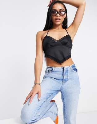 black lace slip top
