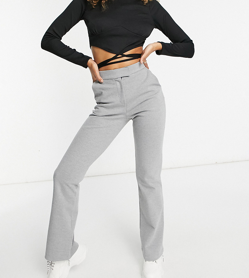 ASYOU high waisted kickflare pant in gray-Grey