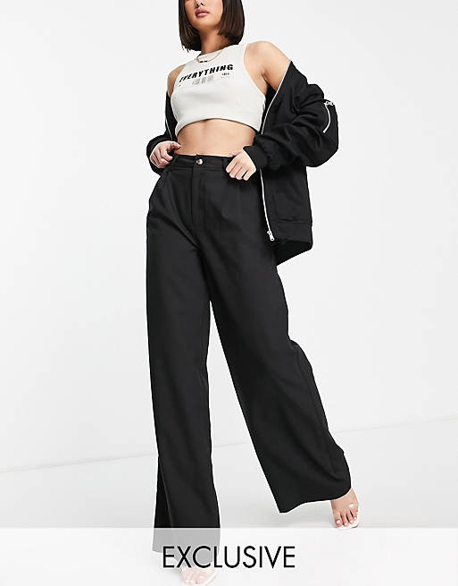  ASYOU high waisted super wide leg trouser in black 