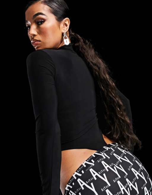 ASYOU – Hochgeschlossener String-Body mit Zierausschnitten an den Schultern in Schwarz, 2 von 4