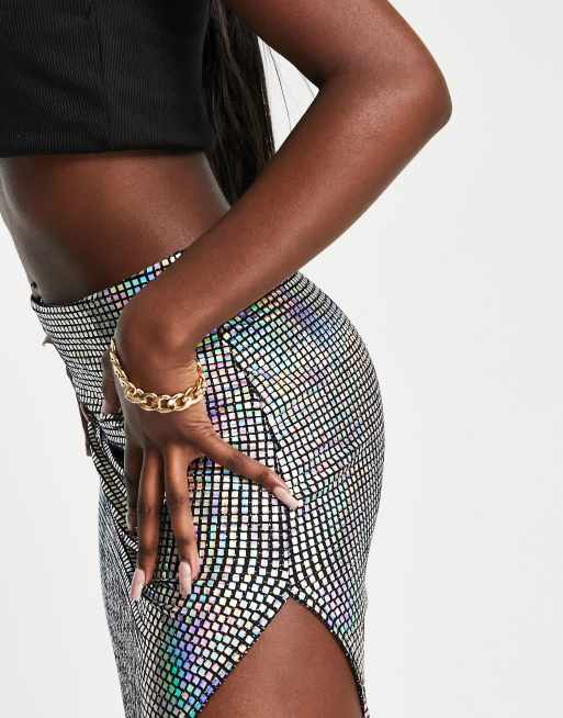 Holographic snake print outlet skirt