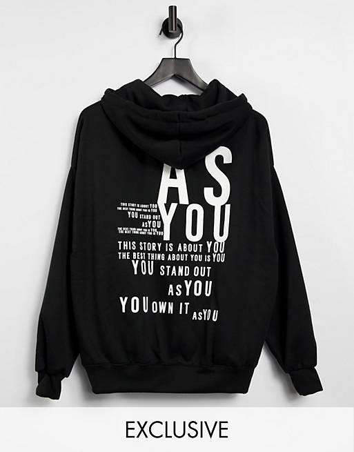 ASYOU hoodie with positive graphic in black