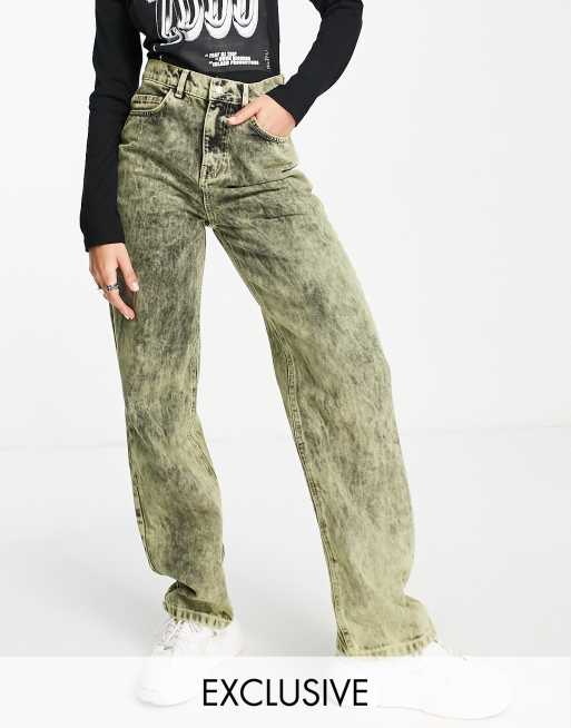 ASYOU - Jeans dad colore giallo lavaggio acido