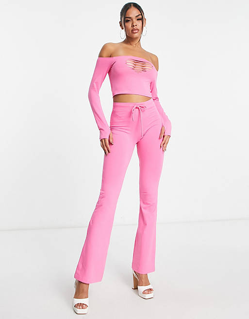 ASYOU jersey flare co-ord in washed pink