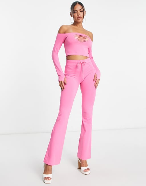 ASYOU jersey flare co-ord in washed pink